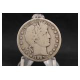 1907-D Barber Silver Half Dollar