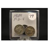 1939 P,D,S, Mercury Silver Dimes