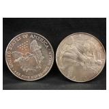 Lot of 2 Mixed Date 1oz .999 American Silver Eagle