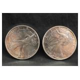 Lot of 2 1990 1oz .999 American Silver Eagle