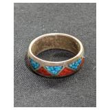 Vintage Southwest-Style Sterling Turq & Red C