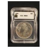 1889-P MS61 Morgan Silver Dollar