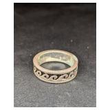 Silver "Wave Motif" Ring Sz 10 - Unmarked