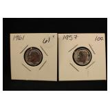 Lot of 2 Uncirculated Roosevelt Silver Dimes