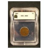 1867 Certified Indian Head Cent
