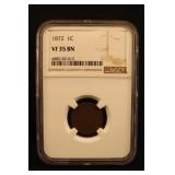 1872 Certified Indian Head Cent *Scarce Grade