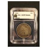 1833 Certified Capped Bust Silver Half Dollar
