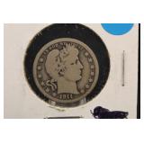 1911-S Barber Silver Quarter
