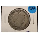1910-S Barber Silver Half Dollar