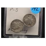Lot of 2 1927 P & S Mercury Silver Dimes