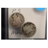 Lot of 2 1924 P&S Mercury Silver Dimes