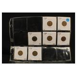 Sheet of 7 Lincoln Head Wheat Pennies