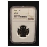 1948-S MS66 NGC Jefferson Nickel