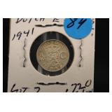 1941 Dutch East Indies 1/10 Gulden Silver Coin