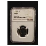 1952-D MS66 NGC Jefferson Nickel