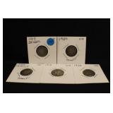 Lot of 5 Mixed Date Silver Dimes