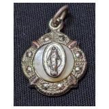 Miraculous Medal Pendant with MOP and Marcasite