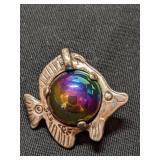 .925 Silver Metal Pendant Fish With Iridescent