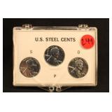 1943-SPD 3 Steel Wheat Cents