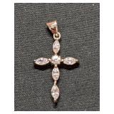 .925 Silver and Crystal Cross Pendant  1'