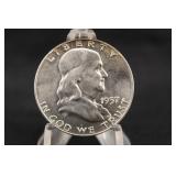 1957-D Uncirculated Franklin Silver Half Dollar