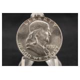 1957 Uncirculated Franklin Silver Half Dollar