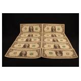 Lot of 10 $1 Star Notes