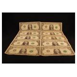 Lot of 10 $1 Star Notes