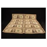 Lot of 10 $1 Star Notes