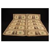 Lot of 10 $1 Star Notes