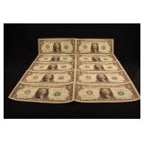 Lot of 10 $1 Star Notes