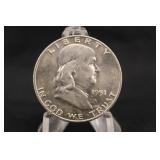 1951-D Uncirculated Franklin Silver Half Dollar