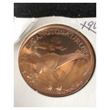 .999 1oz Copper Round Gigantosaurus
