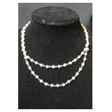 .925  Silver And Pearl Necklace 35"