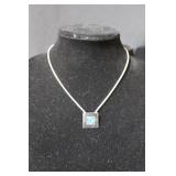 Silver Necklace With Blue Stone
