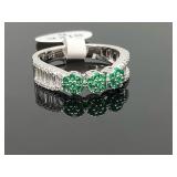 Green Moissanite Silver Ring