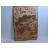 BAIT, BEER & BIG MOUTH BASS FISHING SIGN