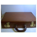 MID-CENTURY BROWN LEATHER ATTACHE CASE WITH KEYS