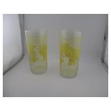 VINTAGE ANCHOR HOCKING YELLOW ROSE GLASSES