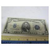 $5 SILVER CERTIFICATE 1934 D BLUE SEAL LARGE FIVE