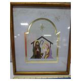 CROSS STITCHED MANGER SCENE