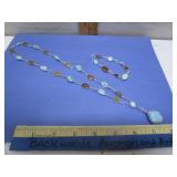 HANDCRAFTED WIRE WRAPPED NECKLACE WITH AMBER &