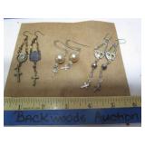 3 PAIRS OF RELIGIOUS EARRINGS