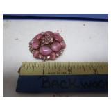 VINTAGE RHINESTONE FAUX MOONSTONE BROOCH
