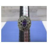 VINTAGE .925 STERLING SILVER AMETHYST & MARCASITE
