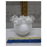 FENTON RUFFLED MILK GLASS VASE