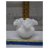 FENTON RUFFLED MILK GLASS VASE