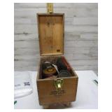 VINTAGE ESQUIRE SHOE VALET WITH OLD CANS