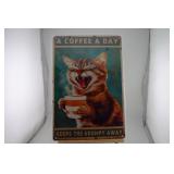 FUNNY CAT A COFFEE A DAY KEEPS THE GRUMPY AWAY