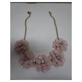 VINTAGE J CREW LARGE PINK FLOWER NECKLACE